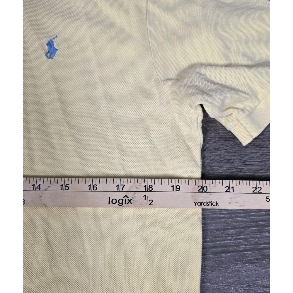 POLO RALPH LAUREN Shirt Mens Medium 100% COTTON‎ PIQUE KNIT Lite  YELLOW 80s 90s - Picture 6 of 9